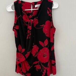 Calvin Klein Black and Red Floral Blouse